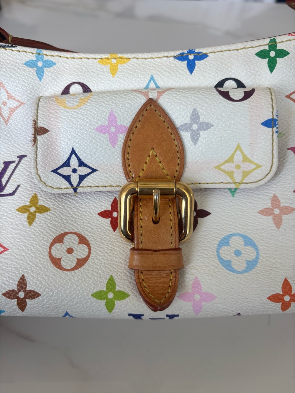 Louis Vuitton Eliza Takashi Murakami White Multicolor Monogram Shoulder Bag - Picture 4 of 12